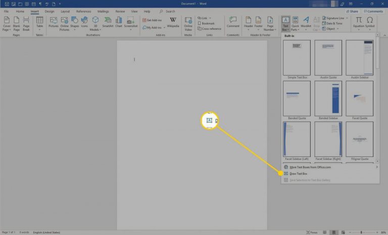 Disegna Casella Di Testo Il Cursore Assume La Forma Di Applicazione di un bordo a una parte di un documento di Microsoft Word