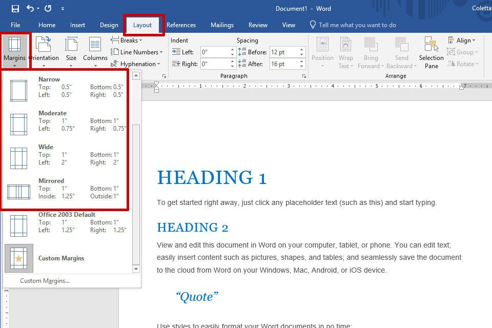 How To Change Top Margin In Word